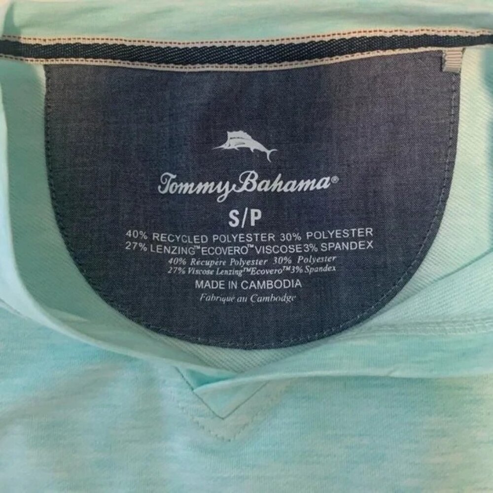 Tommy Bahama Men’s Small Picasso Blue Coasta Vera V-Neck Short Sleeve Tee - Picture 6 of 6